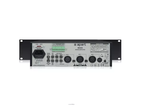 Biamp MA65 Kompaktowy wzmacniacz miksujący 65W/100V, możliwość pracy 70V oraz 8Ω mono - 3