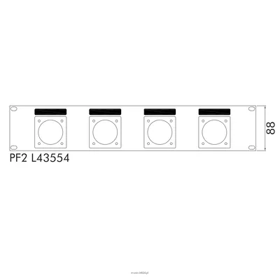 Link PF2 L43554 - 2U pre-punched panel x 04 LK 37/54 and LKS 19 pins