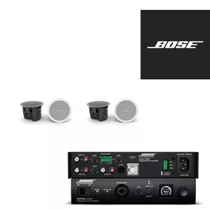Bose Compact 4 – 4 × FreeSpace FS2C + Veritas 1100BH – zestaw nagłośnienia do małych lokali, gabinetów, butików, salonów usługowych i biur