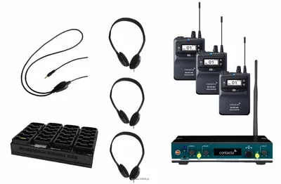 CONTACTA  RF-K24-865 zestaw RF obejmujący nadajnik stacjonarny i 24 odbiorniki wraz z akcesoriami