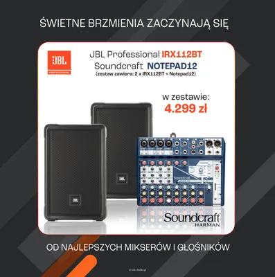 Zestaw 2x JBL Professional IRX112BT + Soundcraft NOTEPAD12