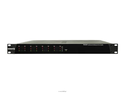WORK PA 8150 CYFROWY wzmacniacz 8 KANAŁOWY wysokiej mocy / wbudowane DSP - zwrotnica / moc: 8 x 150 W RMS – 4 OHM / moc; 8 x 80 W RMS – 8 OHM / wysokość 1 U / waga: 6,5 kg