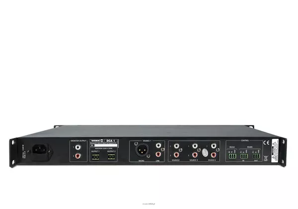 WORK DCA 1 Wzmacniacz miksujący MATRYCOWY - 2 strefowy – matryca 4 x 2 / 8 wejść mono  x 2 strefy / wzmacniacz 2 x 120 W RMS przy 4 ohm / sterowanie po RS 485 - 2