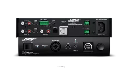 Bose Veritas 250BL Moc wyjściowa:  2x 50W/4-8 Ohm Bluetooth W zastosowaniach komercyjnych – od muzyki tła i pierwszego planu, przez paging, aż po multimedia.