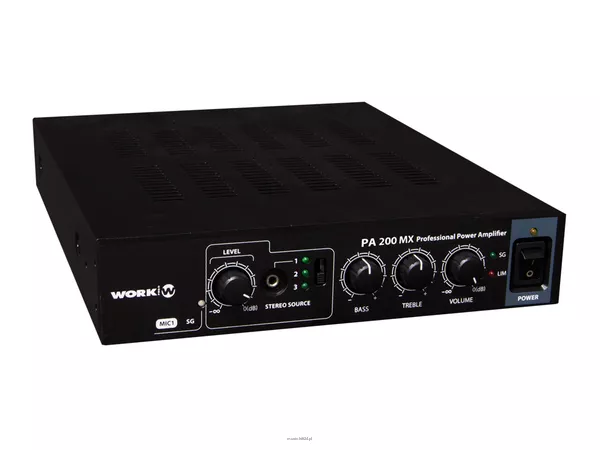WORK PA 200 MX CYFROWY wzmacniacz miksujący instalacyjny, moc: 2 x 100 W @ 8 ohm lub 1 x 200 W @ 100 V – dwukanałowy wzmacniacz cyfrowy w klasie D – sterowanie po RS 232 - 3
