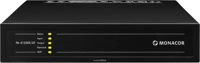 MONACOR PA-4125DX/DT Wielofunkcyjny, 4-strefowy wzmacniacz miksujący, z interfejsem Dante Moc 4 x 125WRMS na strefę (4/8Ω) lub 2 x 250WRMS (100V)