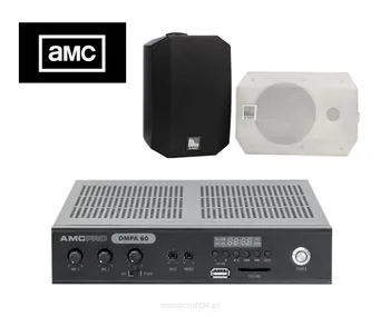 Zestaw Kolumny głośnikowe AMC VIVA5 (25W) biały / czarny 2 szt Power mikser z playerem USB/SD AMC DMPA60 1 szt. 
