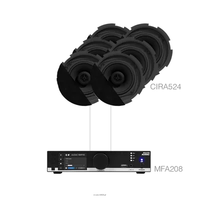 Audac CENTO5.6 Zestaw sufitowy 2 strefy MFA208 + 6 x CIRA524  200 m2