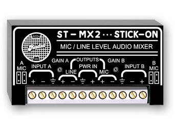 RDL ST-MX2 2 Channel Audio Mixer - Microphone or line input and output