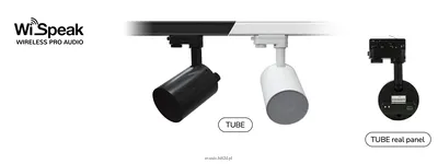 Ecler TUBE WiSpeak  to 3” głośnik aktywny, z możliwością bezprzewodowego odbioru sygnału, liniowe wyjście AUX do podłączenia aktywnego subwoofera, wyposażony w system do montażu na szynę oświetleniową.