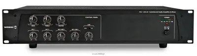 WORK PA 120/2 Wzmacniacz miksujący 100 V – moc nomin: 120 W / 100 V – moc muzyczna: 180 W / 8 ohm - 4 wejścia mikrofonowe + 1 AUX + 4 wejścia liniowe