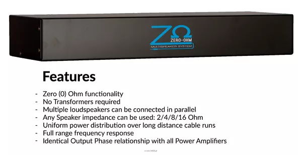 Zero-Ohm MS-2R 2-kanałowy, pasywny system umożliwiający równoległe łączenie wielu głośników / 2 x 2000W - 3