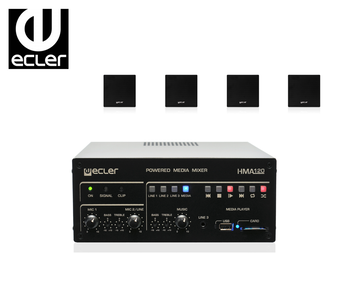Zestaw Głośników ECLER eAMBIT106 (30W) biały / czarny  4 szt Power mikser z playerem USB/SD ECLER HMA120 1 szt 