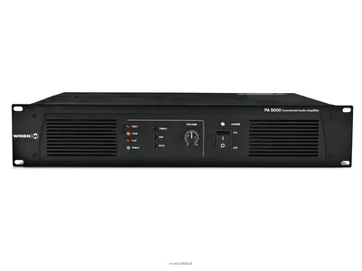 PA 5000 Wzmacniacz mocy 100 V – jednokanałowa końcówka mocy 100 V – moc: 480 W RMS przy 100 V – regulacja barwy tonów – 2 wejścia line / wysokość 2 U / waga 30 kg