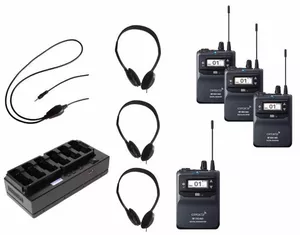CONTACTA RF-TG-K06-865 zestaw RF obejmujący nadajnik bodypack i 5 odbiorników wraz z akcesoriami