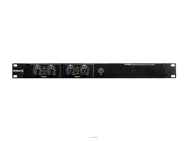 WORK PA 4500 L CYFROWY wzmacniacz 4 KANAŁOWY wysokiej mocy / wbudowane DSP / moc: 4 x 500 W RMS przy 100 V / wysokość 1 U / waga 5,5 kg - 3